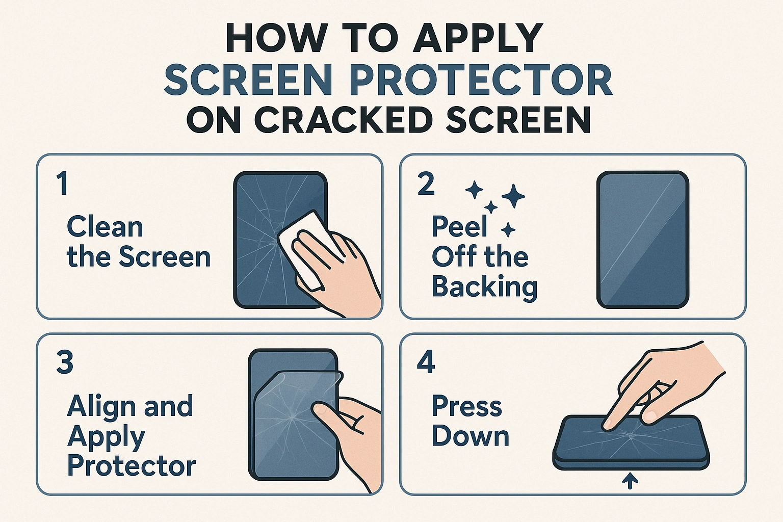 screen-protector-on-cracked-screen-body-image1-lizard-cases-llc Step-by-step application of screen protector on cracked screen