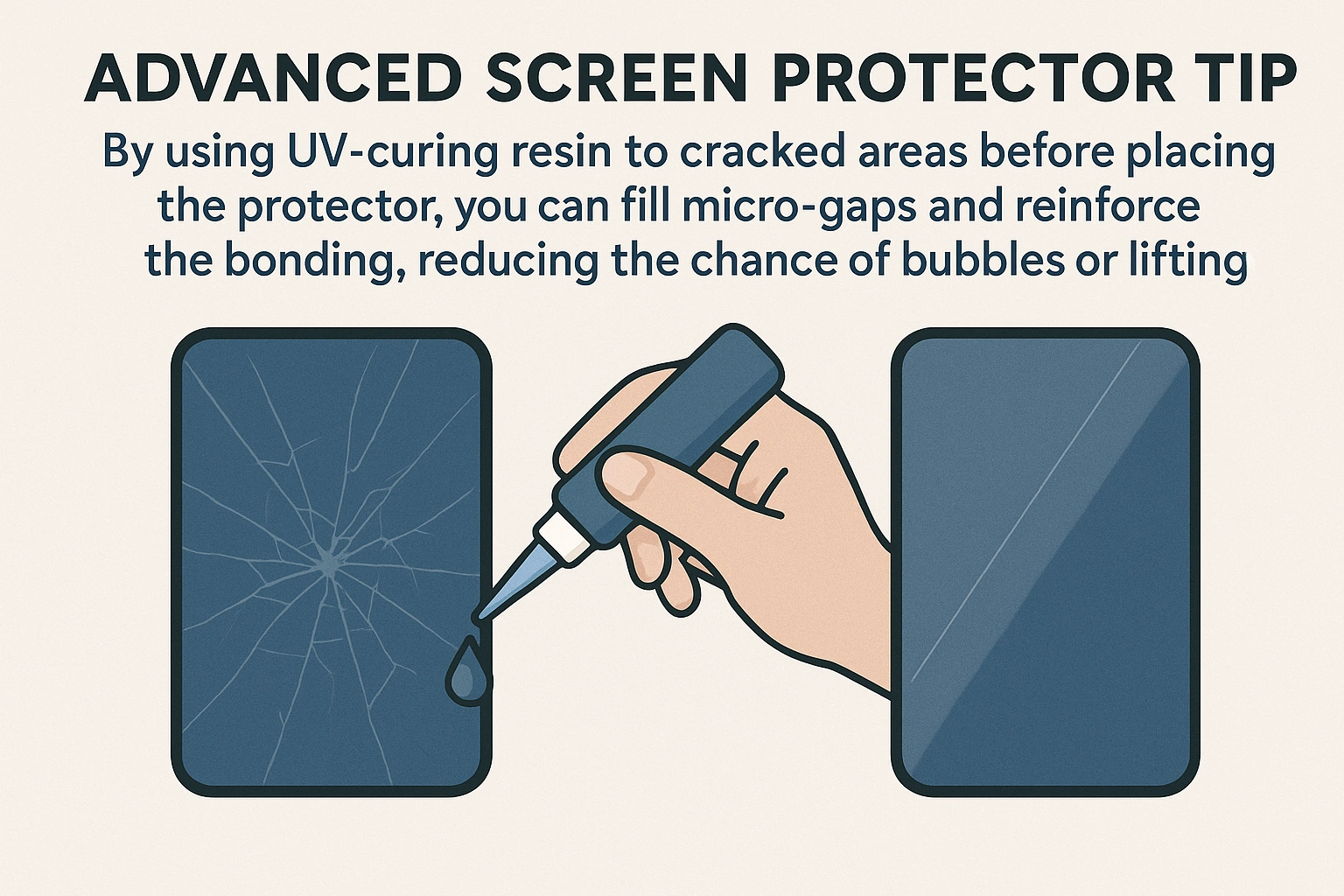 screen-protector-on-cracked-screen-body-image3-lizard-cases-llc Demonstration of advanced screen protector on cracked screen tip
